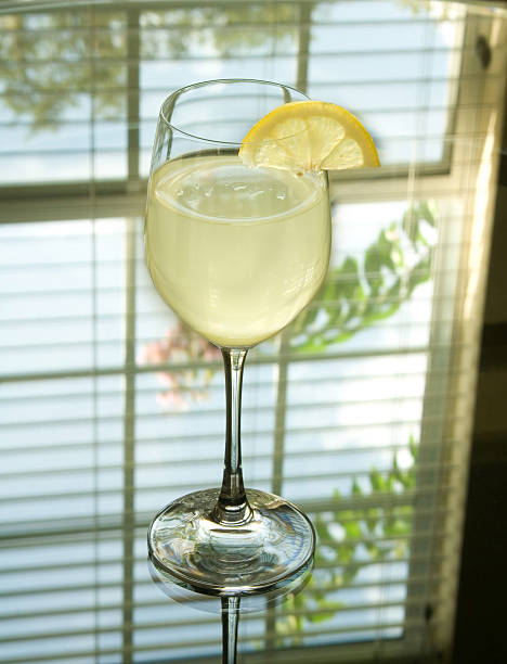 Lemon Wine Glass stock photo