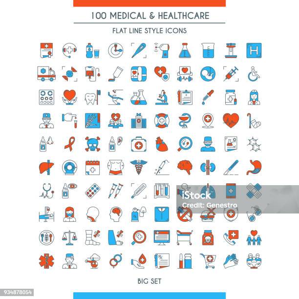 Set Di Icone Mediche E Sanitarie - Immagini vettoriali stock e altre immagini di Icona - Icona, Sanità e medicina, Set di simboli