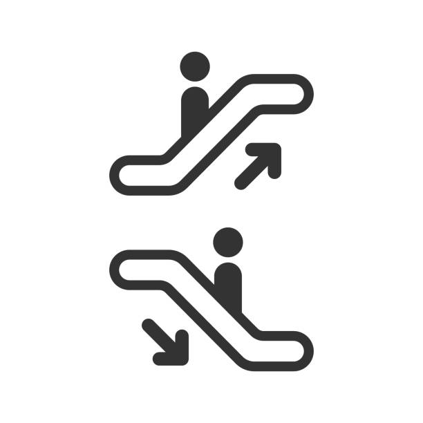 ilustrações de stock, clip art, desenhos animados e ícones de escalator elevator icon. vector illustration. business concept escalator pictogram. - escalator