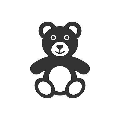 Teddy bear plush toy icon. Vector illustration. Business concept bear pictogram.