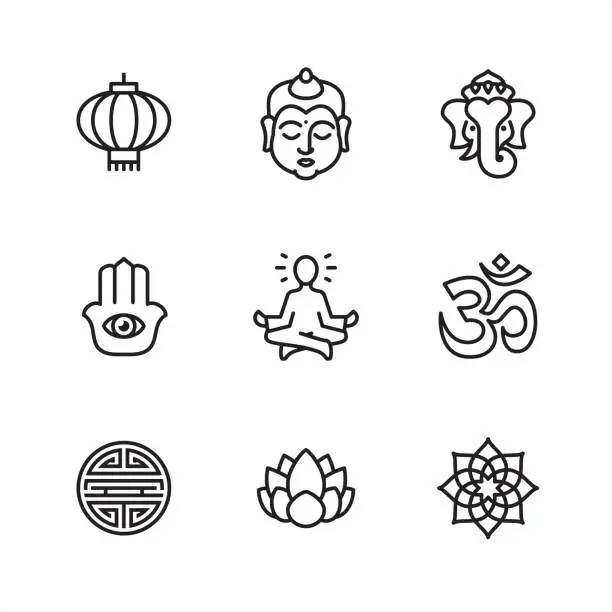 Vector illustration of Asia - Pixel Perfect icons