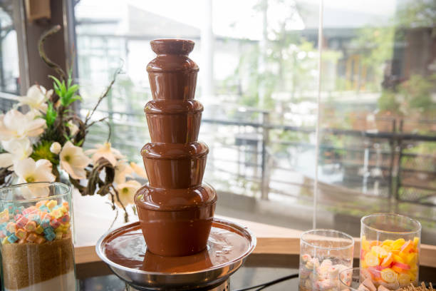 istock chocolate fountain for fondue. 934890534