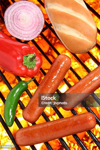 Grilled Hot Dogs Stock Photo - Download Image Now - Barbecue - Meal, Barbecue Grill, Bun - Bread