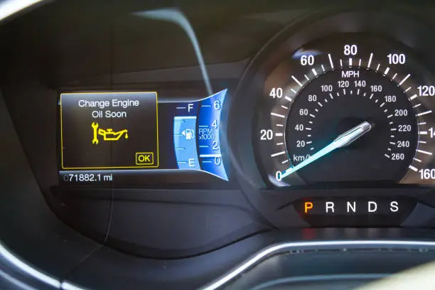 Change oil soon message on car dashboard