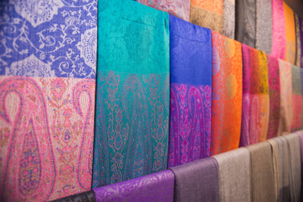 Traditional arabic shawls on an arabic market