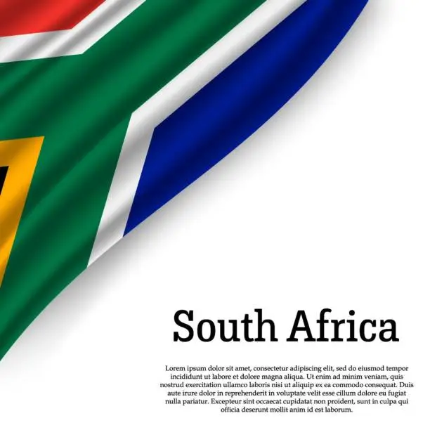 Vector illustration of waving flag of South Africa