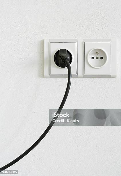 Power Outlet Stock Photo - Download Image Now - Backgrounds, Black Color, Cable