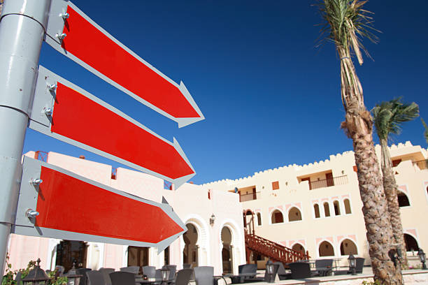 istock Blank red signs in an arabian town. 93490681