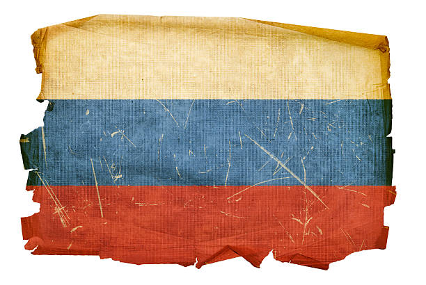 istock Russia Flag old, isolated on white background 93491346