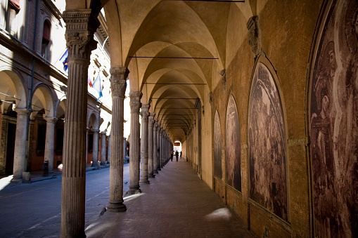 Milan, Italy - April 18, 2023: Interior of the historic Certosa di Garegnano in Milan, Lombardy, Italy