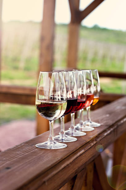 istock Glasses with wine. Red, pink, white wine in glasses. 934919066