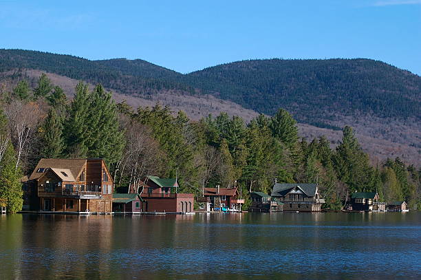 istock Cottages on a lake 93492799