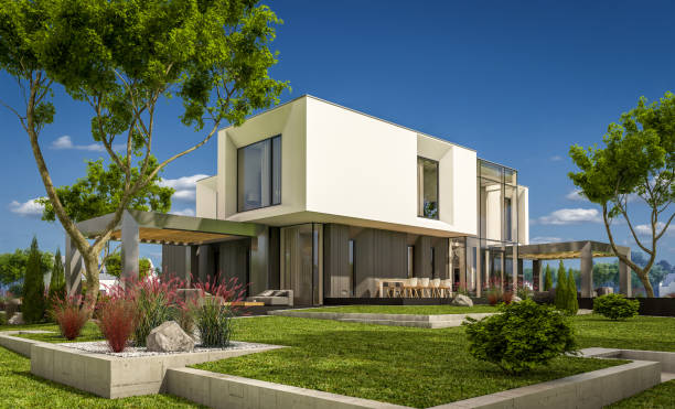 istock 3d rendering of modern cozy house in the garden 934940136