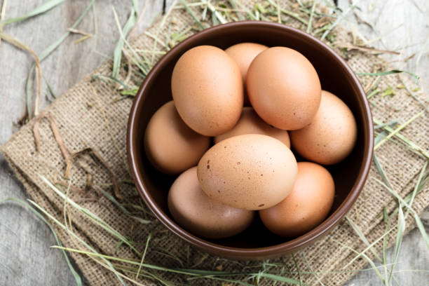istock fresh organic farm eggs lie on burlap 934944522