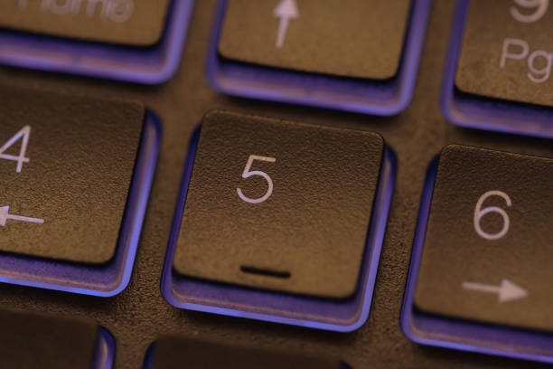 istock Closeup of laptop keyboard illumination, backlit keyboard 934957700