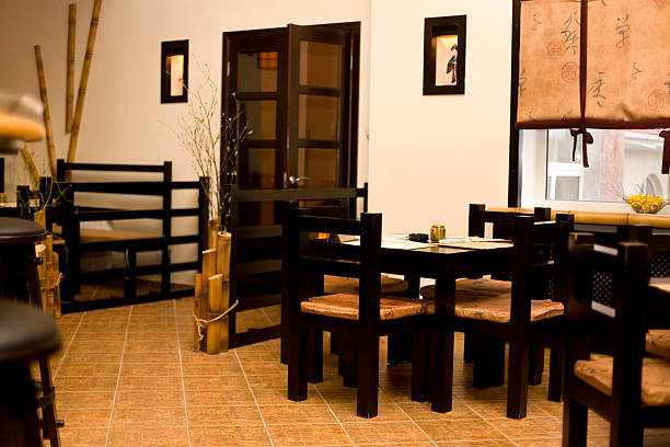 Tidy tables in a luxury hotel restaurant on an outdoor terrace