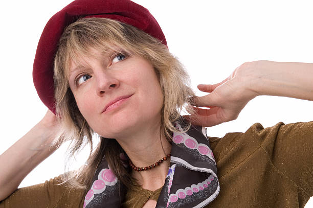 The woman in red beret. stock photo