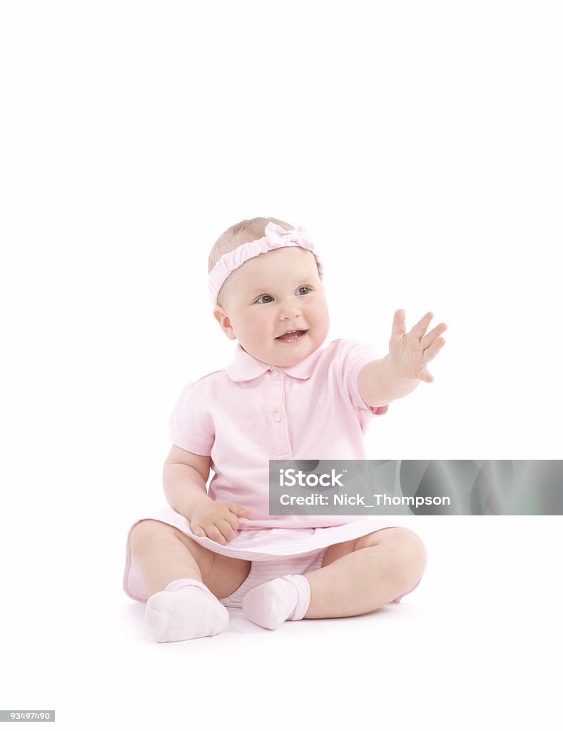 Sweet happy little girl reach one hand  Baby - Human Age Stock Photo