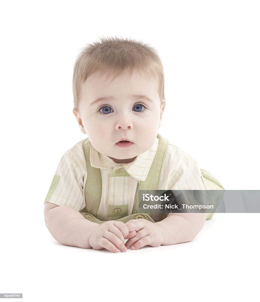 Retrato de bebé azul encantadores de ojos acostado - Foto de stock de Acostado libre de derechos