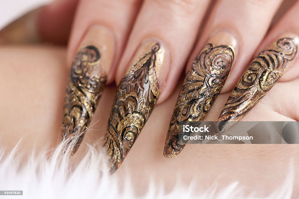Menschliche hand mit wunderschönen Fingernagel - Lizenzfrei Acrylmalerei Stock-Foto