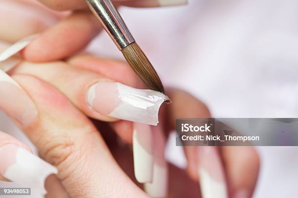 Beauty Salon Manicure Painting On Nail Stock Photo - Download Image Now - Acrylic Painting, Adult, Applying