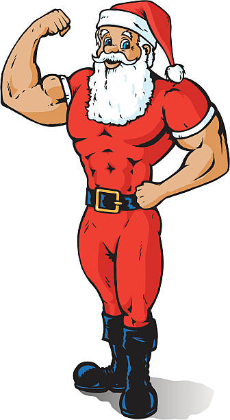 Muscle Santa vector art illustration