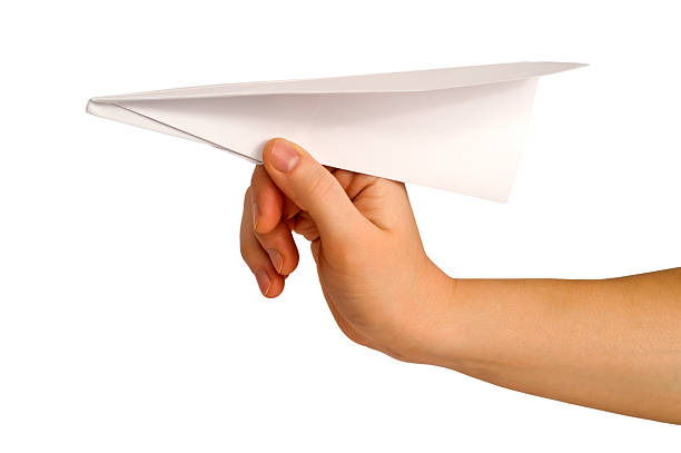 istock paper aircraft is launched from hand 93499683