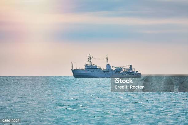 Military Ship In The Sea Stock Photo - Download Image Now - Battleship, Bulgaria, Horizontal