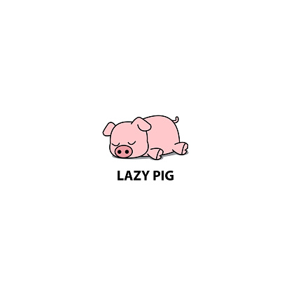 lazy pig, little piggy sleeping icon, symbol design, vector illustration