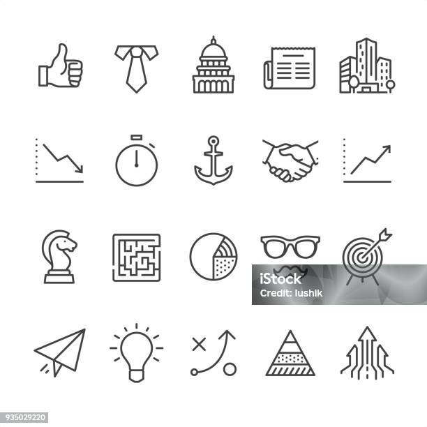 Business Outline Style Icons Stock Illustration - Download Image Now - Anchor - Vessel Part, Maze, Line Icon