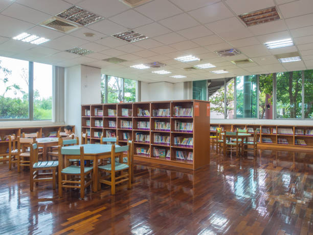 public library Yilan, Taiwan - October 14, 2016: Large rooms at the public library calm before the storm photos stock pictures, royalty-free photos & images