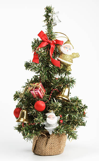 Decorated Christmas tree isolated on white stock photo