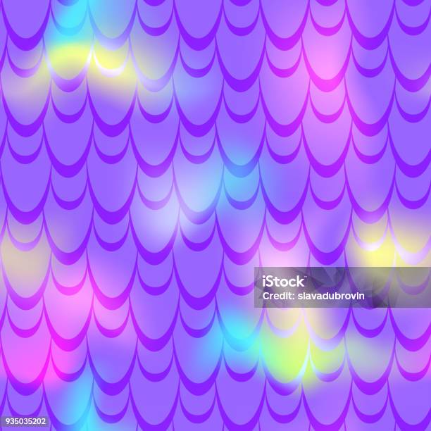 Shiny Mermaid Vector Background Neon Violet Iridescent Background Stock Illustration - Download Image Now