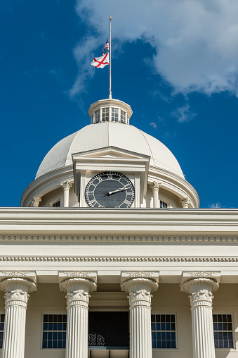 The beautiful state capitol building of the state of Alabama, located in Montgomery.