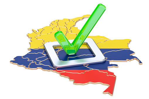 Colombian election concept, vote in Colombia, 3D rendering isolated on white background