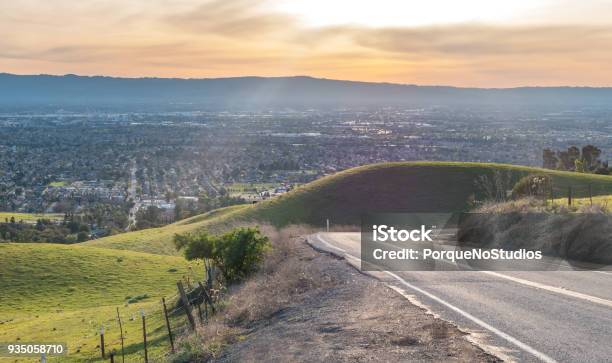 Right Turn And Downhill With San Jose In The Background Stock Photo - Download Image Now