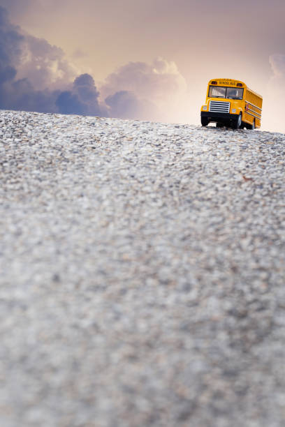 School Bus on american country road in the morning