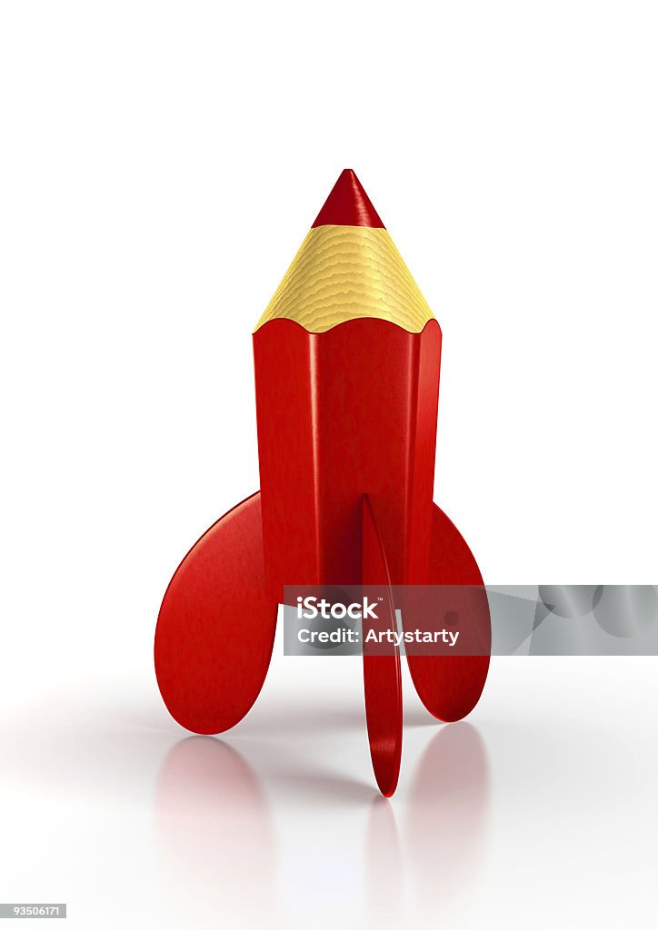 Child's red rocket lápiz - Foto de stock de Cohete espacial libre de derechos