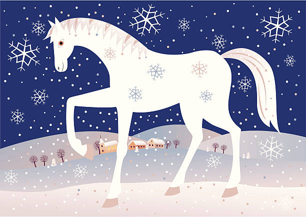 Christmas horse vector art illustration