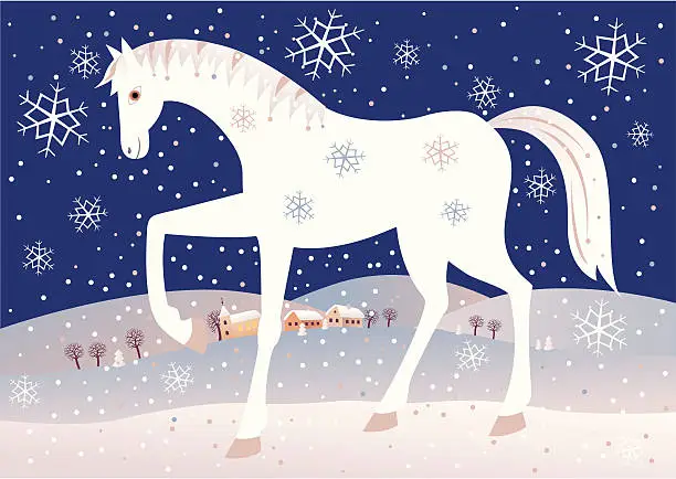 Vector illustration of Christmas horse