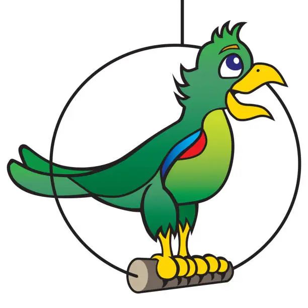 Vector illustration of Chatty Cartoon Parrot