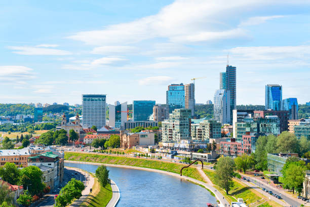 istock Modern downtown and Neris river in Vilnius city 935069176