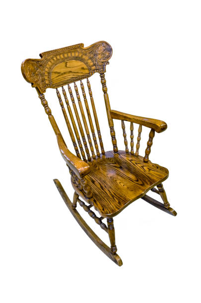 istock Wooden carved chair rocking brown 935074912