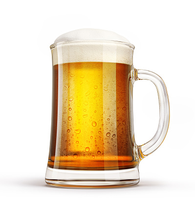 glass beer cup isolated on a white. 3d illustration