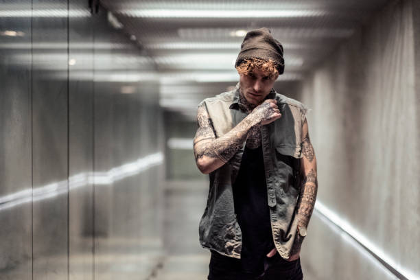 Young man in the city, urban, modern.