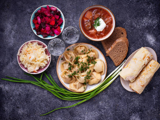 istock Traditional Russian dishes and vodka 935078222