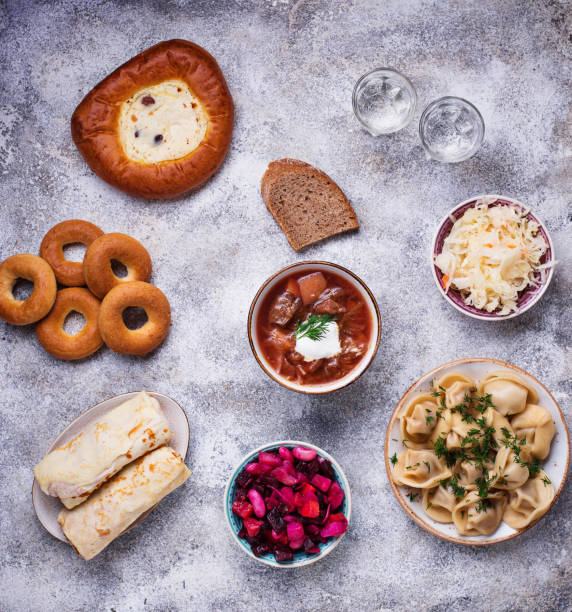 istock Traditional Russian dishes, sweets and vodka 935078240
