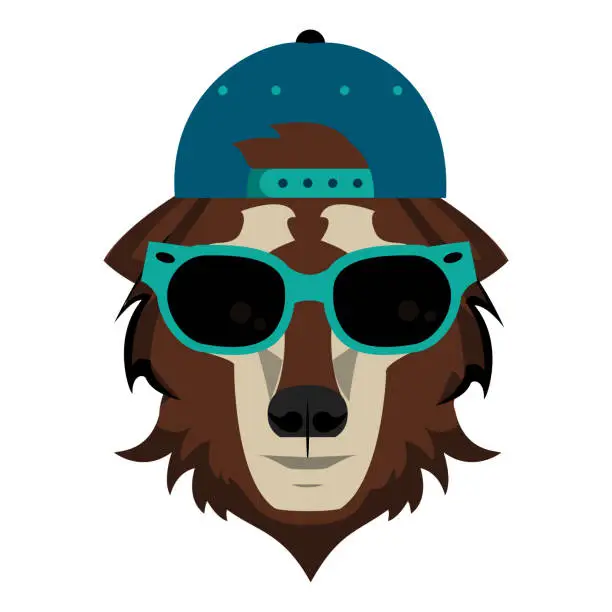 Vector illustration of Cool hipster wolf