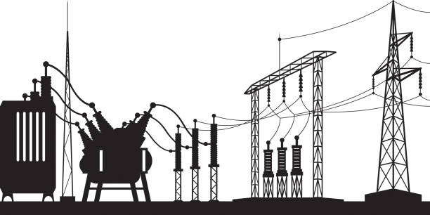 グリッドの電源変電所 - fuel and power generation electricity substation power power supply点のイラスト素材／クリップアート素材／マンガ素材／アイコン素材