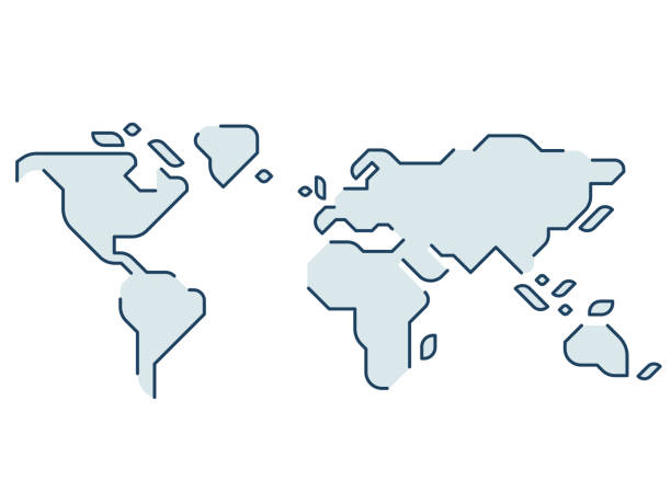 양식화된 세계지도 - map continents earth europe stock illustrations